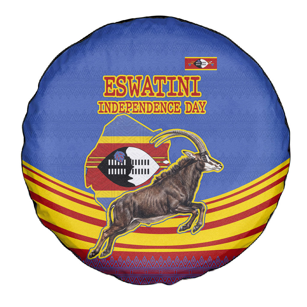 Eswatini Independence Day Spare Tire Cover Sable Antelope - Aloe Succulent - Flag Shield