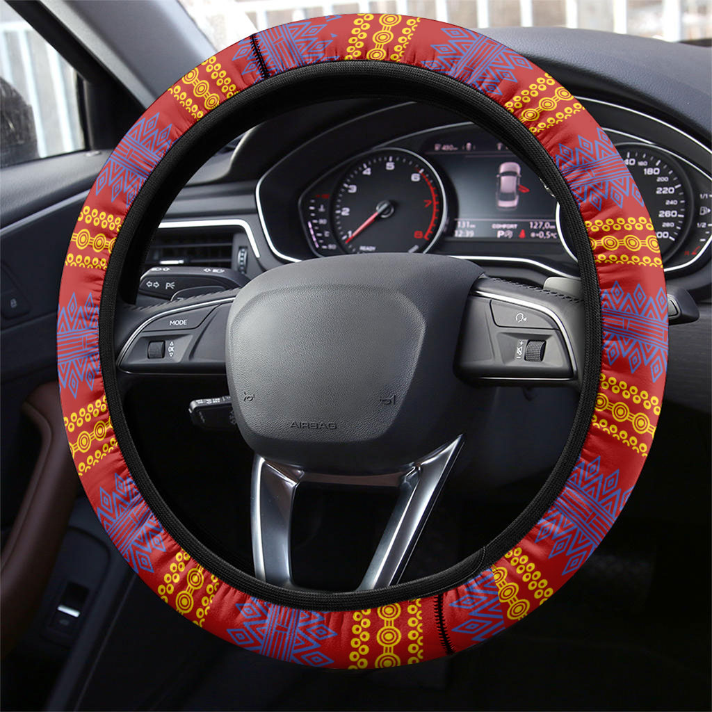 Eswatini Independence Day Steering Wheel Cover Sable Antelope - Aloe Succulent - Flag Shield