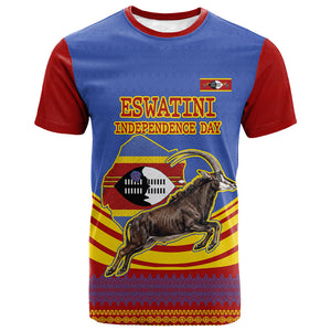 Eswatini Independence Day T shirt Sable Antelope - Aloe Succulent - Flag Shield