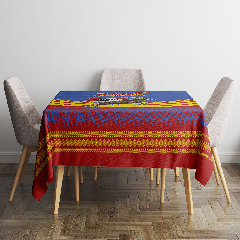 Eswatini Independence Day Tablecloth Sable Antelope - Aloe Succulent - Flag Shield