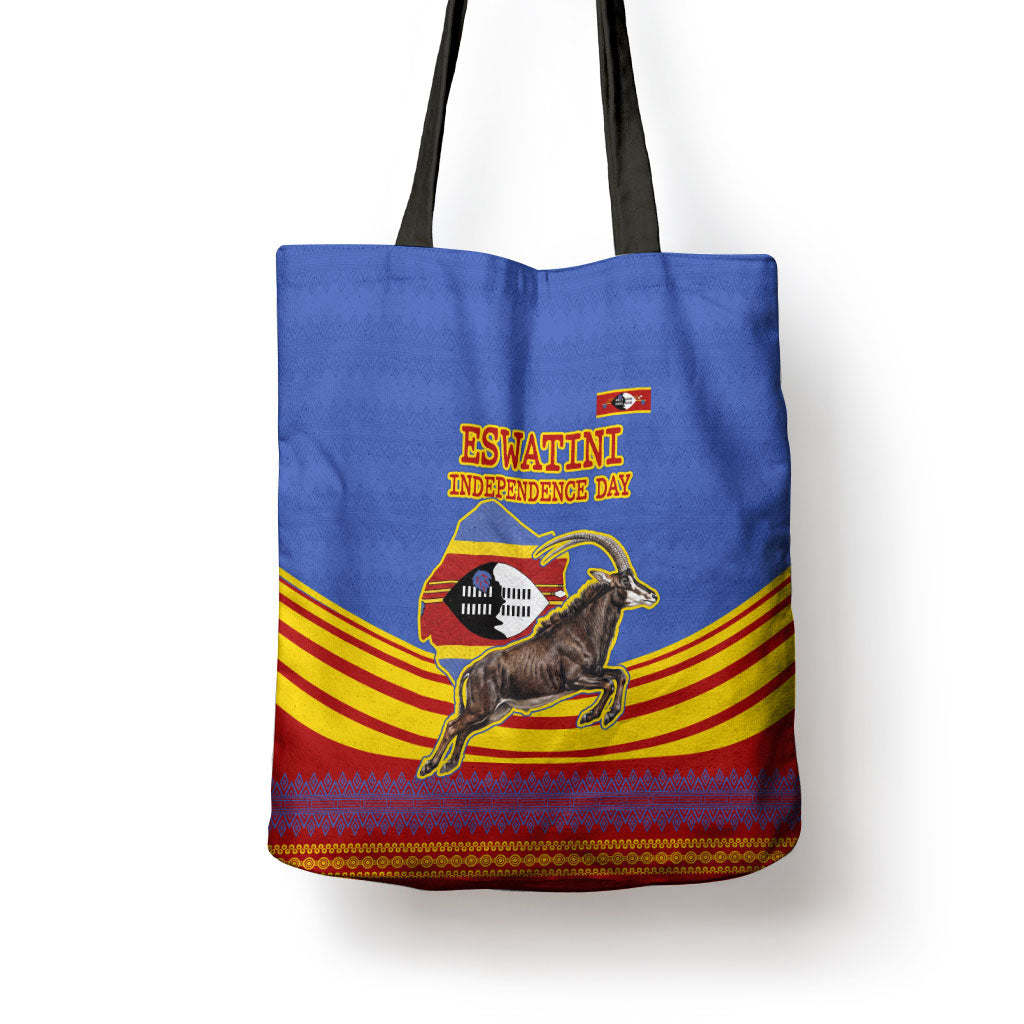 Eswatini Independence Day Tote Bag Sable Antelope - Aloe Succulent - Flag Shield