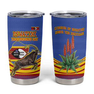 Eswatini Independence Day Tumbler Cup Sable Antelope - Aloe Succulent - Flag Shield