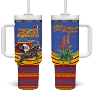 Eswatini Independence Day Tumbler With Handle Sable Antelope - Aloe Succulent - Flag Shield