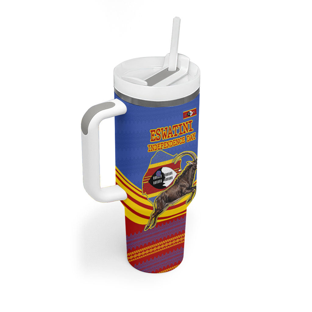 Eswatini Independence Day Tumbler With Handle Sable Antelope - Aloe Succulent - Flag Shield