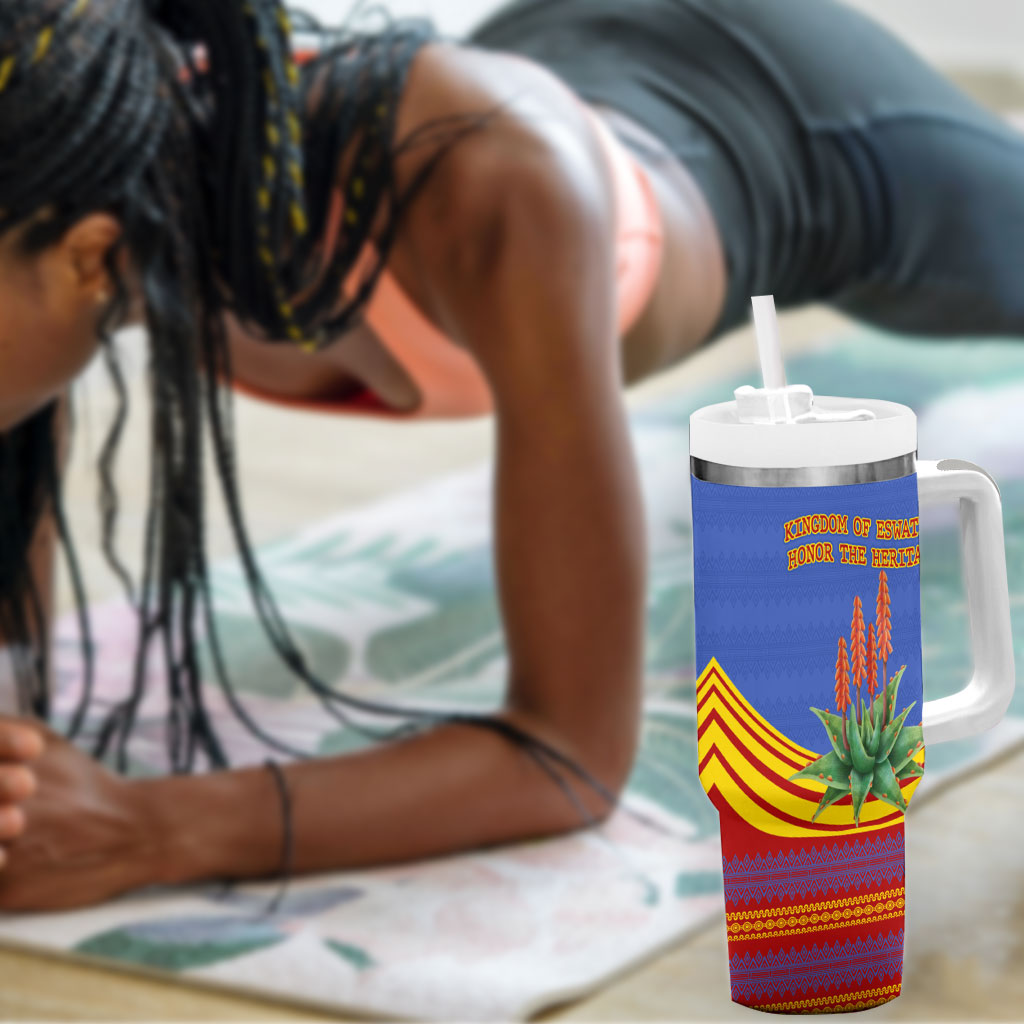Eswatini Independence Day Tumbler With Handle Sable Antelope - Aloe Succulent - Flag Shield