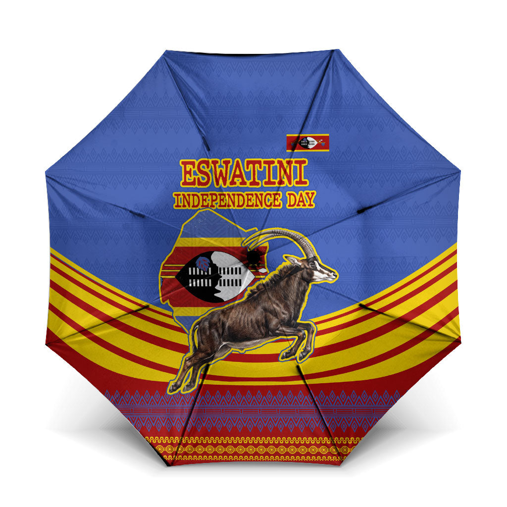 Eswatini Independence Day Umbrella Sable Antelope - Aloe Succulent - Flag Shield