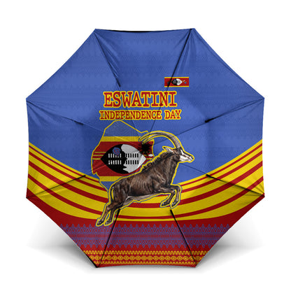 Eswatini Independence Day Umbrella Sable Antelope - Aloe Succulent - Flag Shield