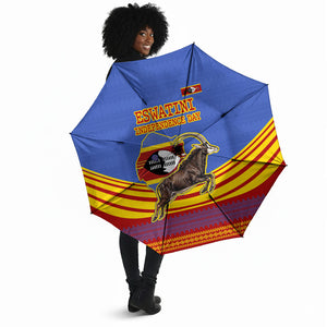 Eswatini Independence Day Umbrella Sable Antelope - Aloe Succulent - Flag Shield