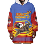 Eswatini Independence Day Wearable Blanket Hoodie Sable Antelope - Aloe Succulent - Flag Shield