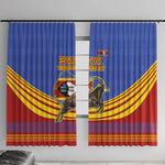 Eswatini Independence Day Window Curtain Sable Antelope - Aloe Succulent - Flag Shield