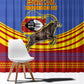 Eswatini Independence Day Window Curtain Sable Antelope - Aloe Succulent - Flag Shield