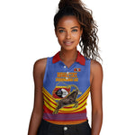 Eswatini Independence Day Women Sleeveless Polo Shirt Sable Antelope - Aloe Succulent - Flag Shield