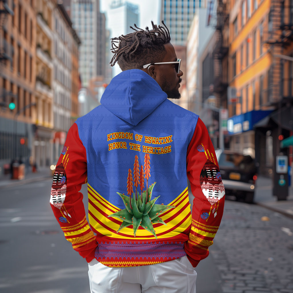 Eswatini Independence Day Zip Hoodie Sable Antelope - Aloe Succulent - Flag Shield