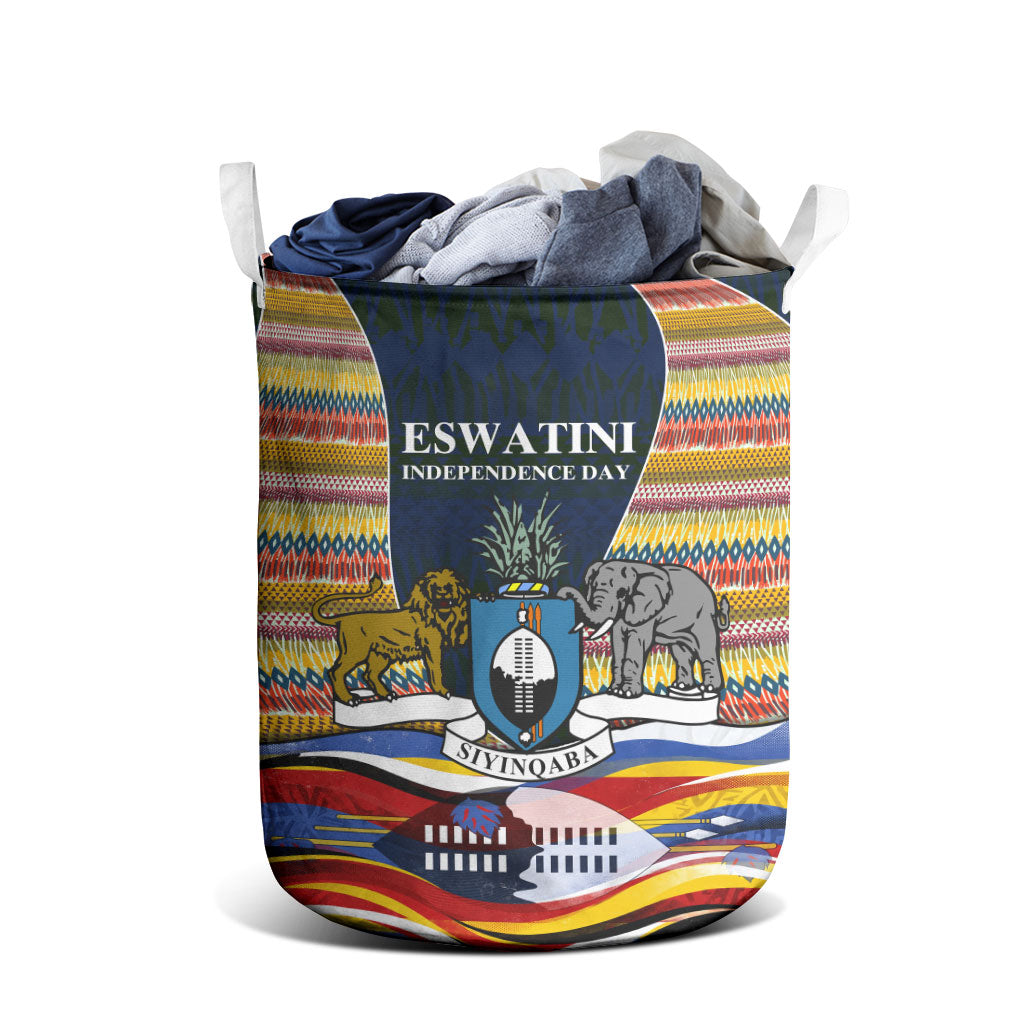 Eswatini Independence Day Laundry Basket Freedom Pride - Lion Elephant - Strelitzia Flowers