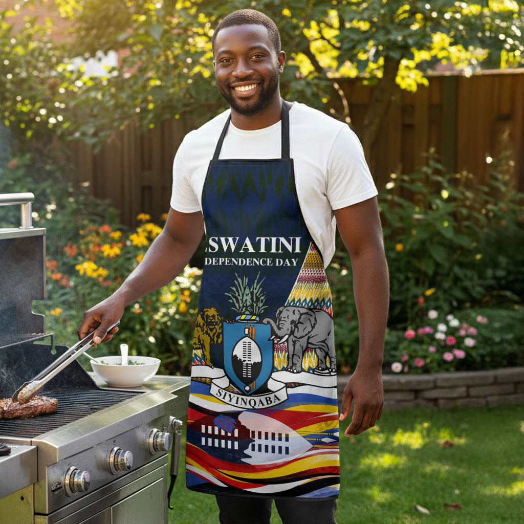 Eswatini Independence Day Apron Freedom Pride - Lion Elephant - Strelitzia Flowers