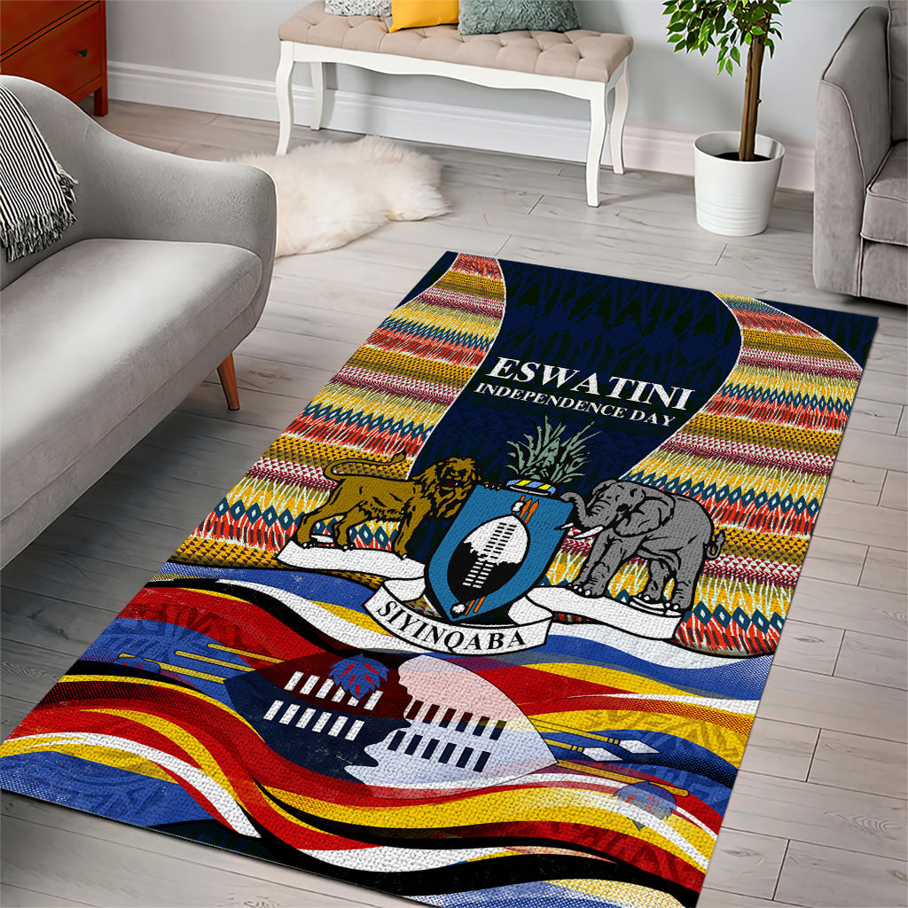 Eswatini Independence Day Area Rug Freedom Pride - Lion Elephant - Strelitzia Flowers