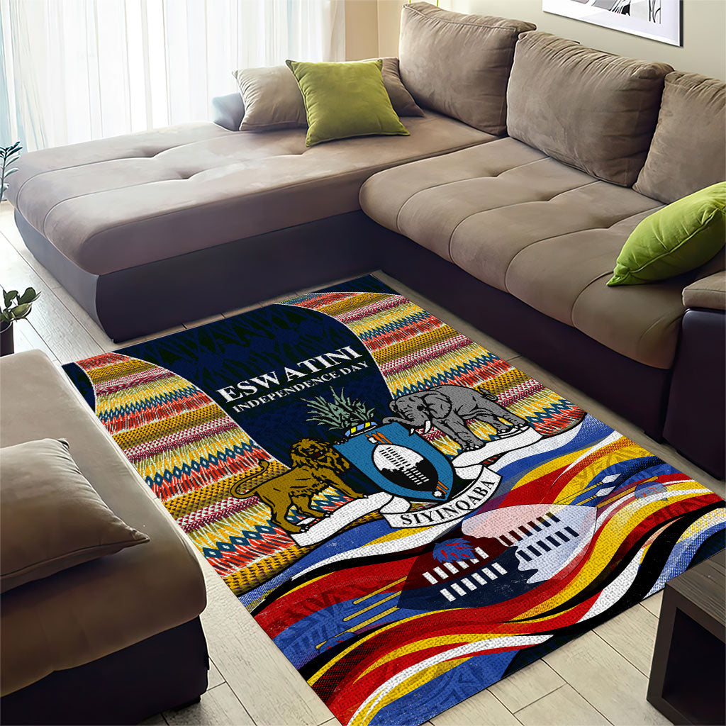 Eswatini Independence Day Area Rug Freedom Pride - Lion Elephant - Strelitzia Flowers