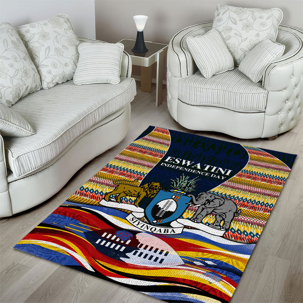 Eswatini Independence Day Area Rug Freedom Pride - Lion Elephant - Strelitzia Flowers