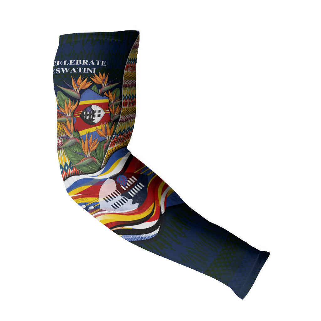 Eswatini Independence Day Arm Sleeves Freedom Pride - Lion Elephant - Strelitzia Flowers