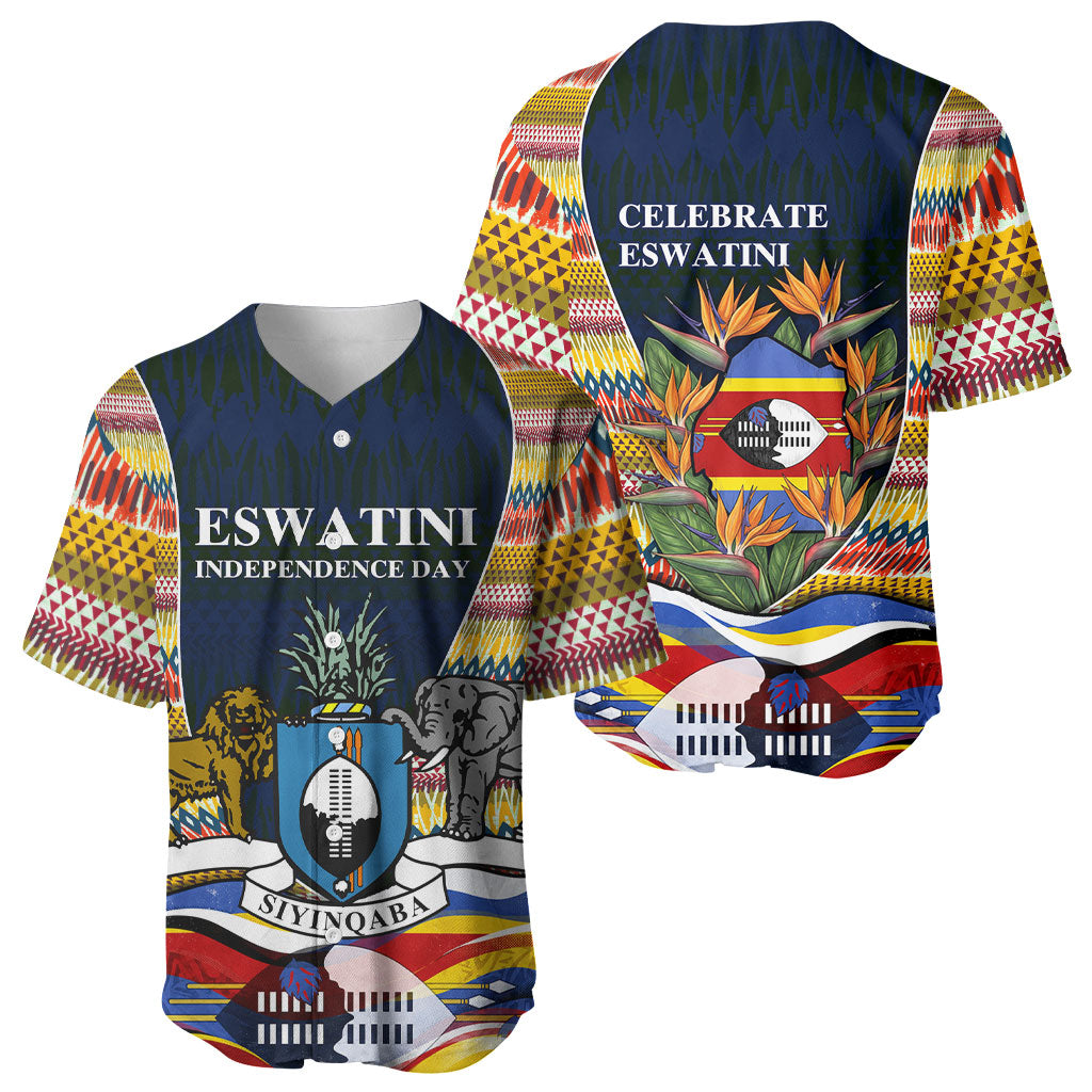 Eswatini Independence Day Baseball Jersey Freedom Pride - Lion Elephant - Strelitzia Flowers