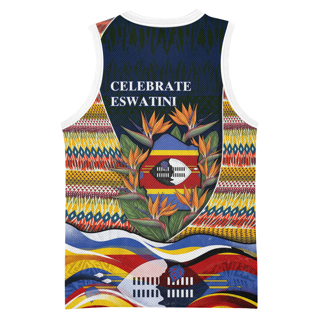 Eswatini Independence Day Basketball Jersey Freedom Pride - Lion Elephant - Strelitzia Flowers