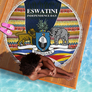 Eswatini Independence Day Beach Blanket Freedom Pride - Lion Elephant - Strelitzia Flowers