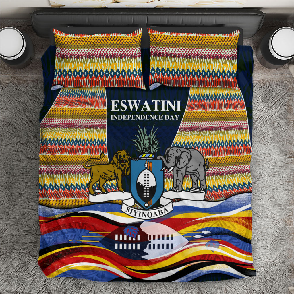 Eswatini Independence Day Bedding Set Freedom Pride - Lion Elephant - Strelitzia Flowers