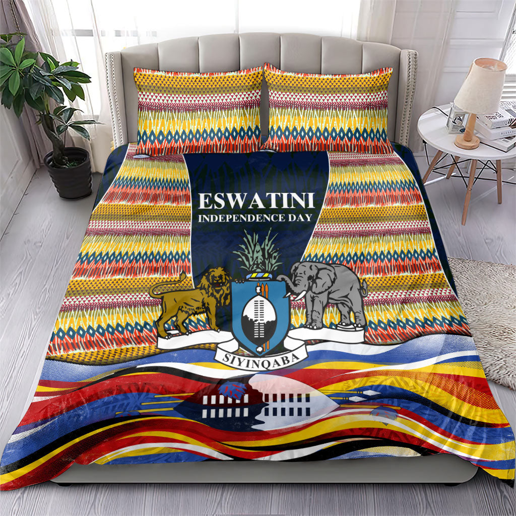 Eswatini Independence Day Bedding Set Freedom Pride - Lion Elephant - Strelitzia Flowers