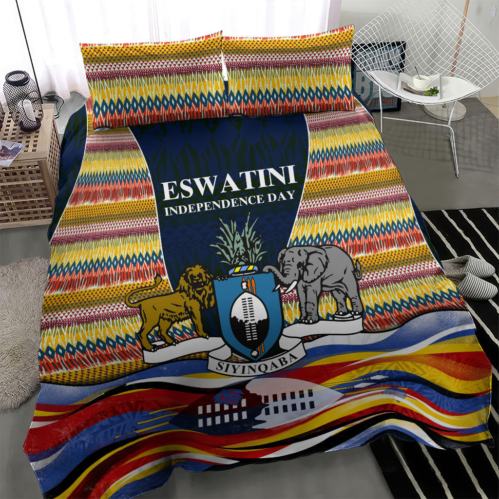 Eswatini Independence Day Bedding Set Freedom Pride - Lion Elephant - Strelitzia Flowers