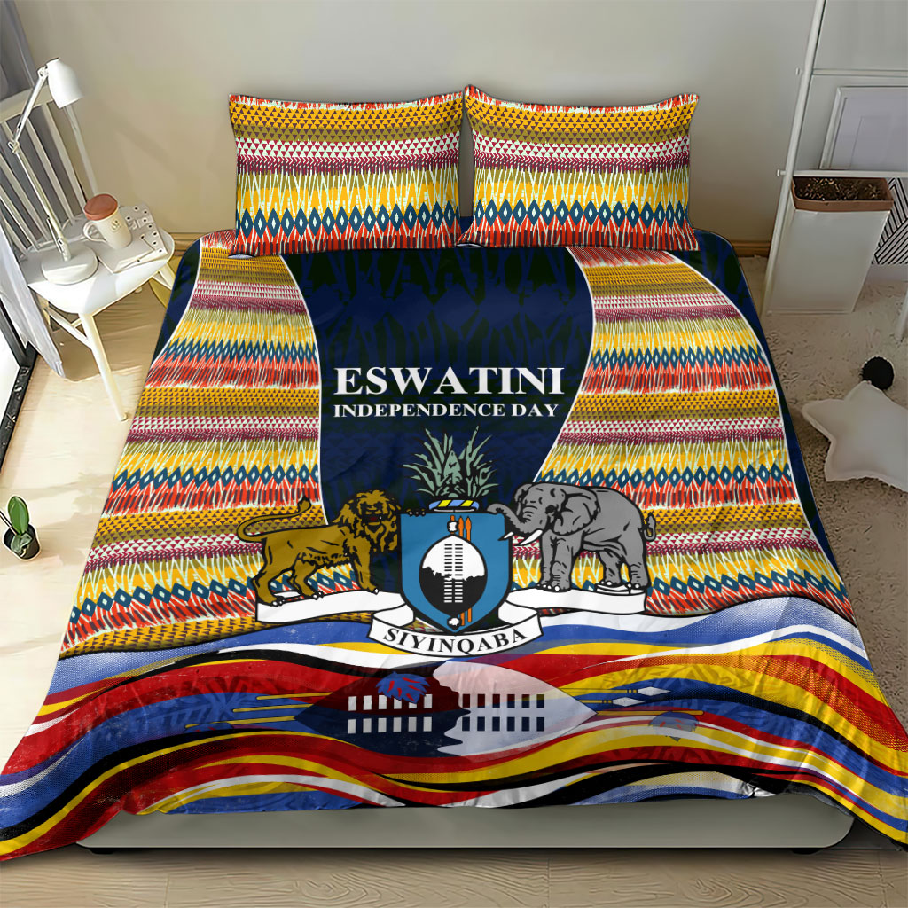 Eswatini Independence Day Bedding Set Freedom Pride - Lion Elephant - Strelitzia Flowers