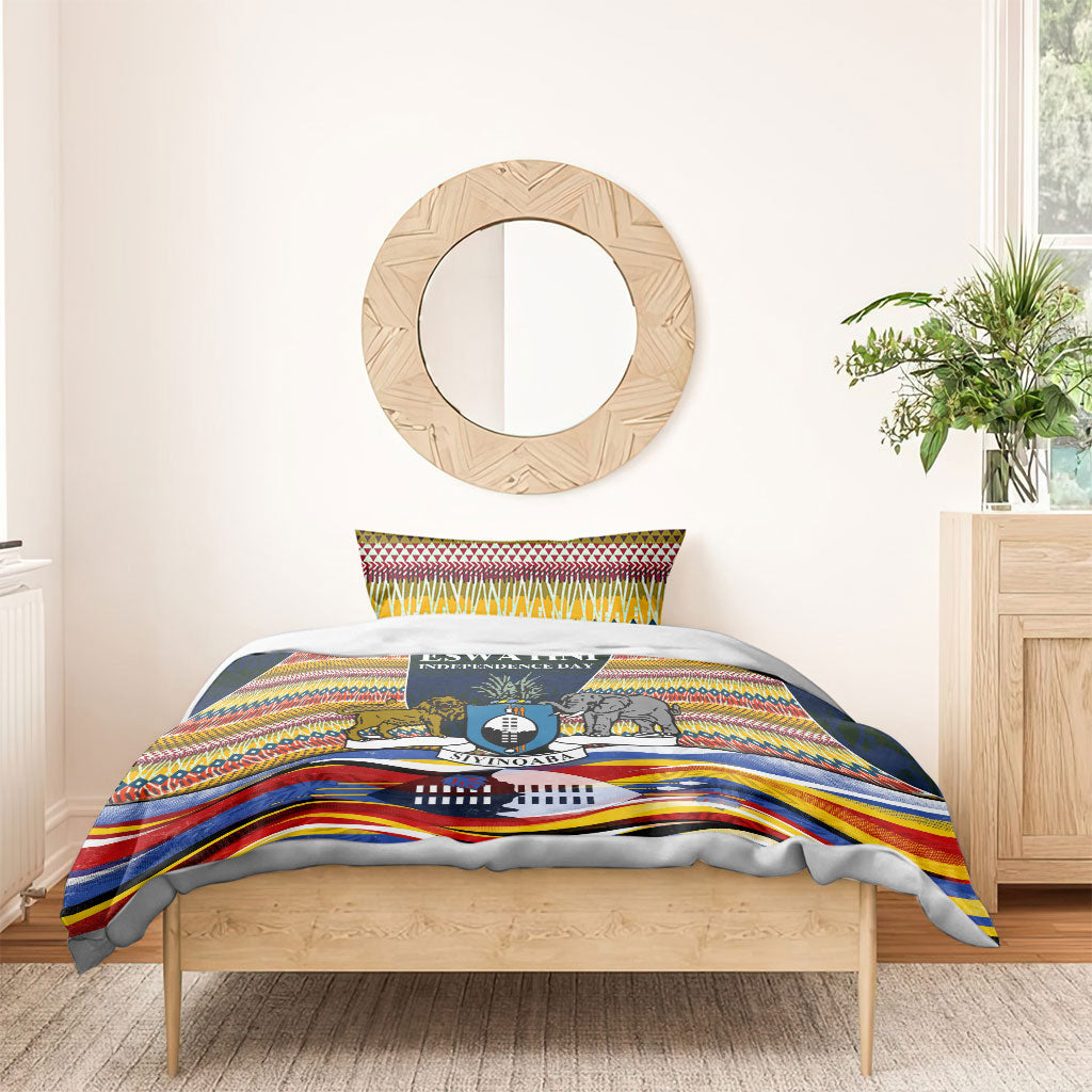 Eswatini Independence Day Bedding Set Freedom Pride - Lion Elephant - Strelitzia Flowers