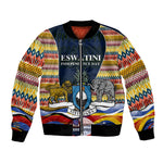 Eswatini Independence Day Bomber Jacket Freedom Pride - Lion Elephant - Strelitzia Flowers