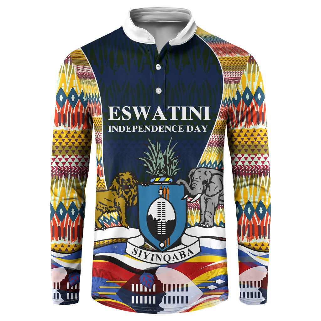 Eswatini Independence Day Button Sweatshirt Freedom Pride - Lion Elephant - Strelitzia Flowers
