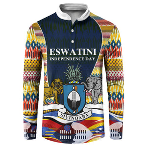 Eswatini Independence Day Button Sweatshirt Freedom Pride - Lion Elephant - Strelitzia Flowers