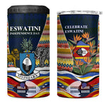 Eswatini Independence Day 4 in 1 Can Cooler Tumbler Freedom Pride - Lion Elephant - Strelitzia Flowers