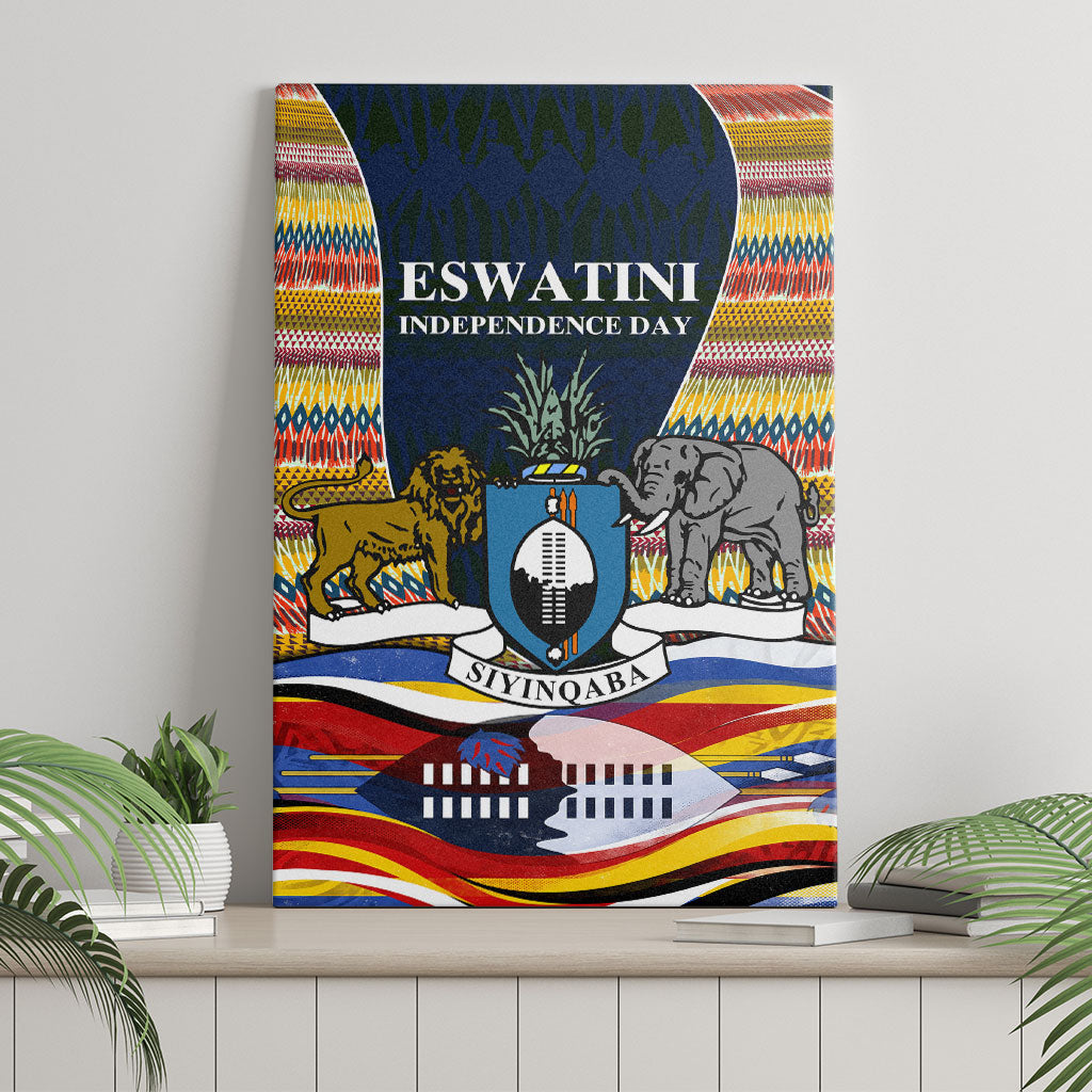 Eswatini Independence Day Canvas Wall Art Freedom Pride - Lion Elephant - Strelitzia Flowers