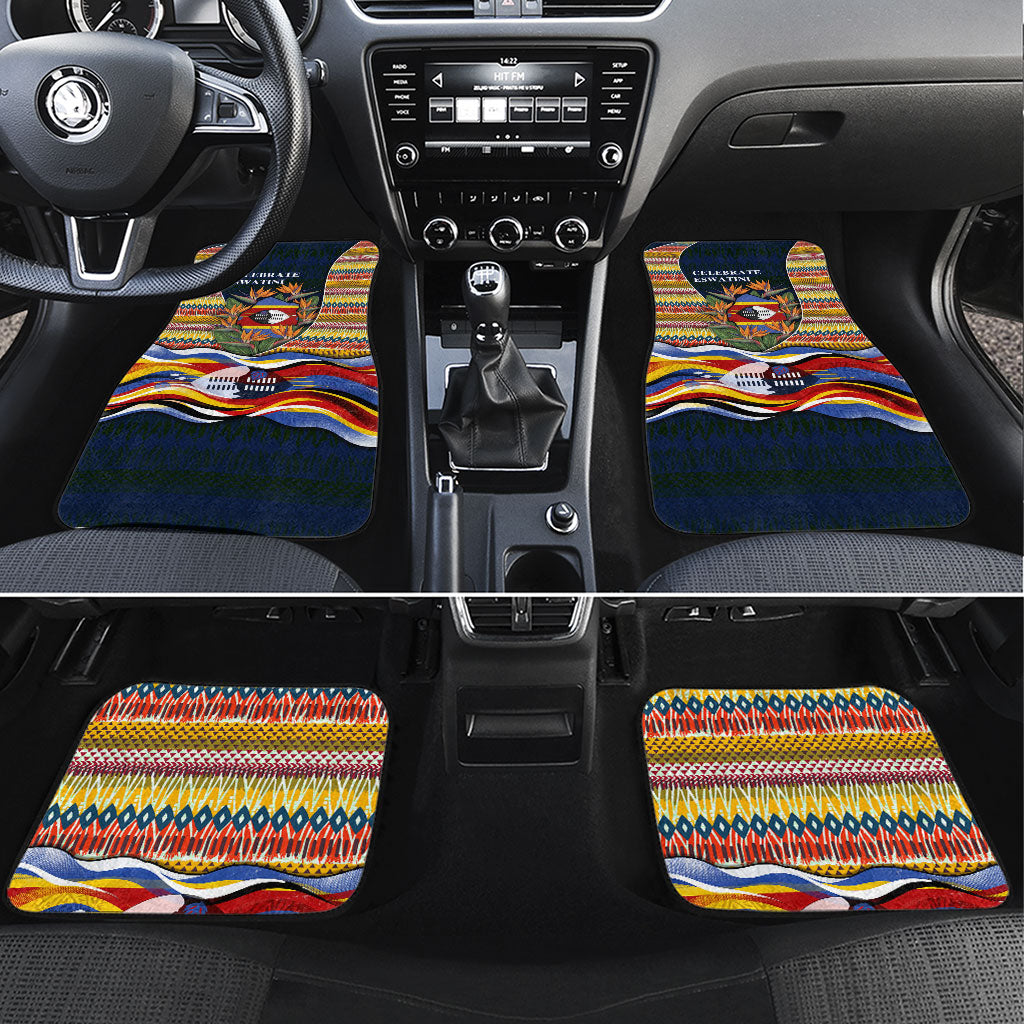 Eswatini Independence Day Car Mats Freedom Pride - Lion Elephant - Strelitzia Flowers