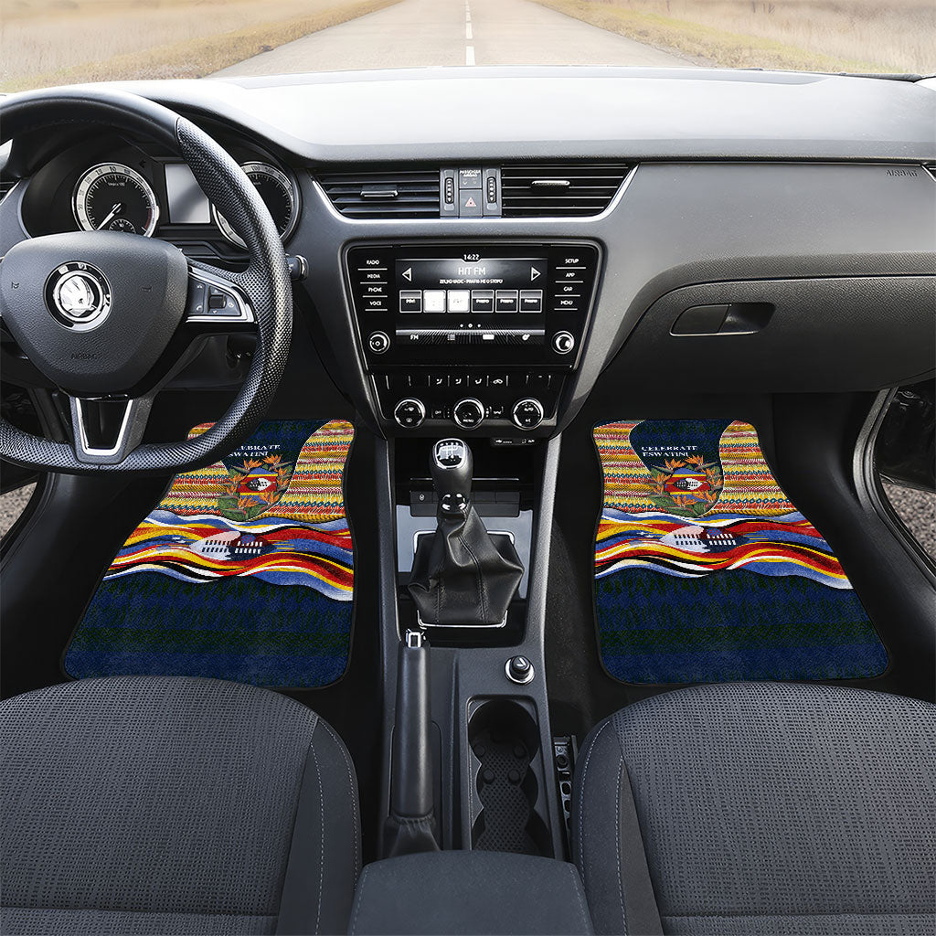 Eswatini Independence Day Car Mats Freedom Pride - Lion Elephant - Strelitzia Flowers