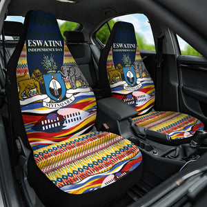 Eswatini Independence Day Car Seat Cover Freedom Pride - Lion Elephant - Strelitzia Flowers