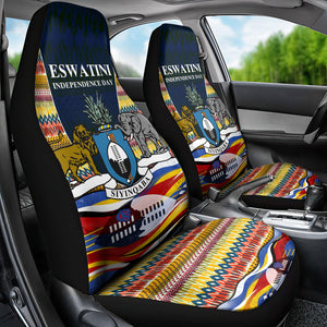 Eswatini Independence Day Car Seat Cover Freedom Pride - Lion Elephant - Strelitzia Flowers