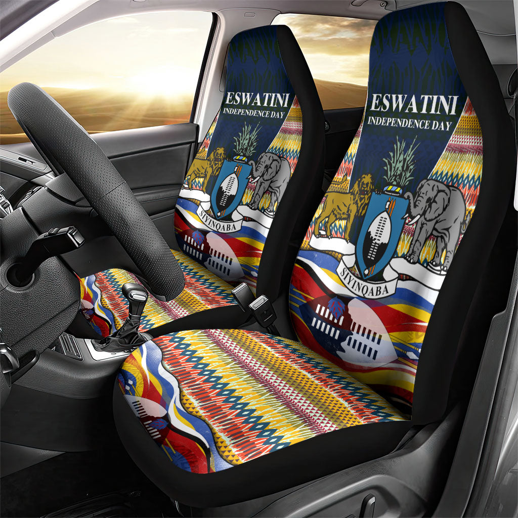 Eswatini Independence Day Car Seat Cover Freedom Pride - Lion Elephant - Strelitzia Flowers