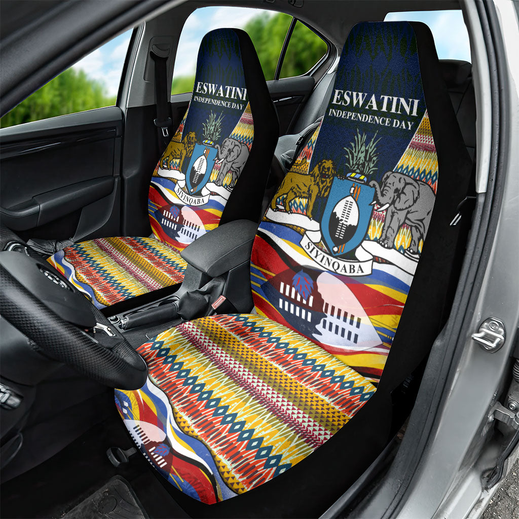 Eswatini Independence Day Car Seat Cover Freedom Pride - Lion Elephant - Strelitzia Flowers