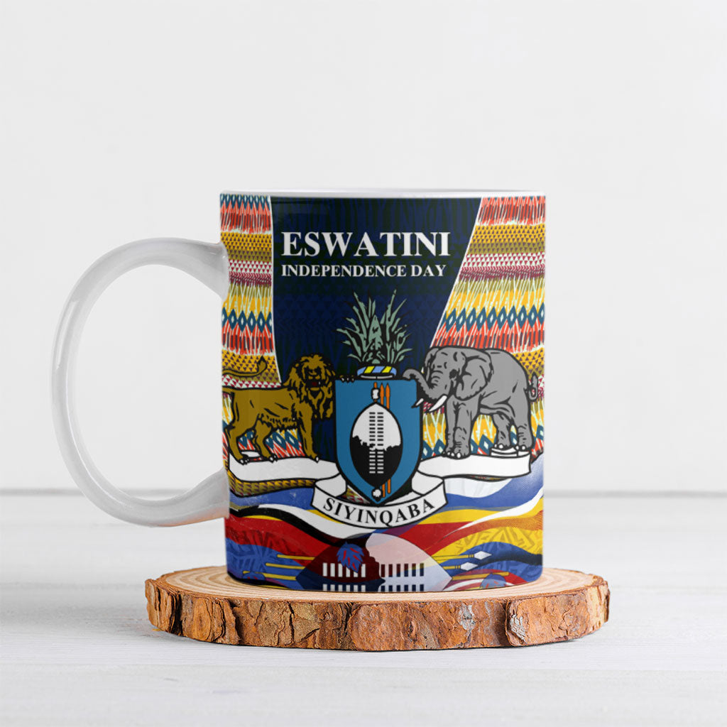 Eswatini Independence Day Ceramic Mug Freedom Pride - Lion Elephant - Strelitzia Flowers