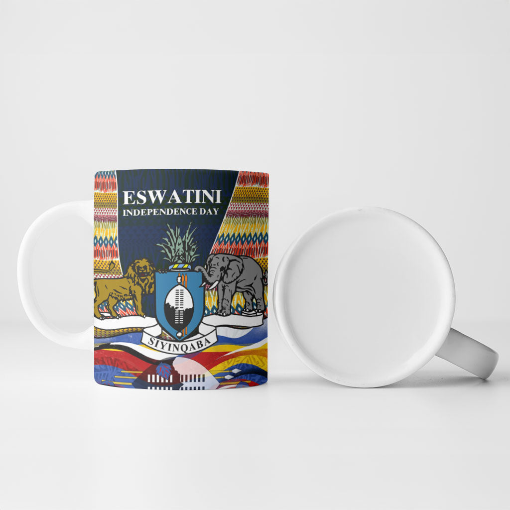 Eswatini Independence Day Ceramic Mug Freedom Pride - Lion Elephant - Strelitzia Flowers