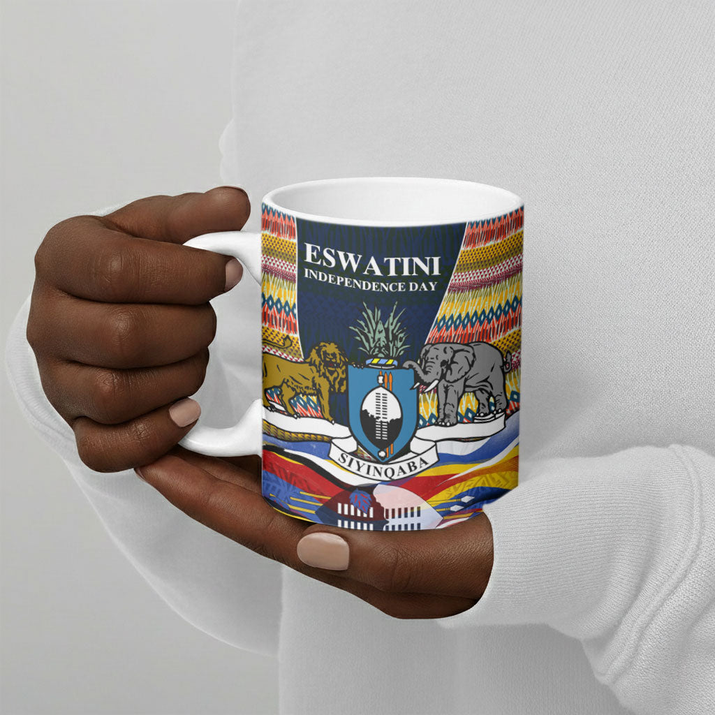 Eswatini Independence Day Ceramic Mug Freedom Pride - Lion Elephant - Strelitzia Flowers