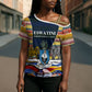 Eswatini Independence Day Cross Shoulder Shirt Freedom Pride - Lion Elephant - Strelitzia Flowers