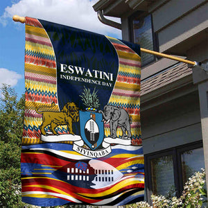 Eswatini Independence Day Garden Flag Freedom Pride - Lion Elephant - Strelitzia Flowers