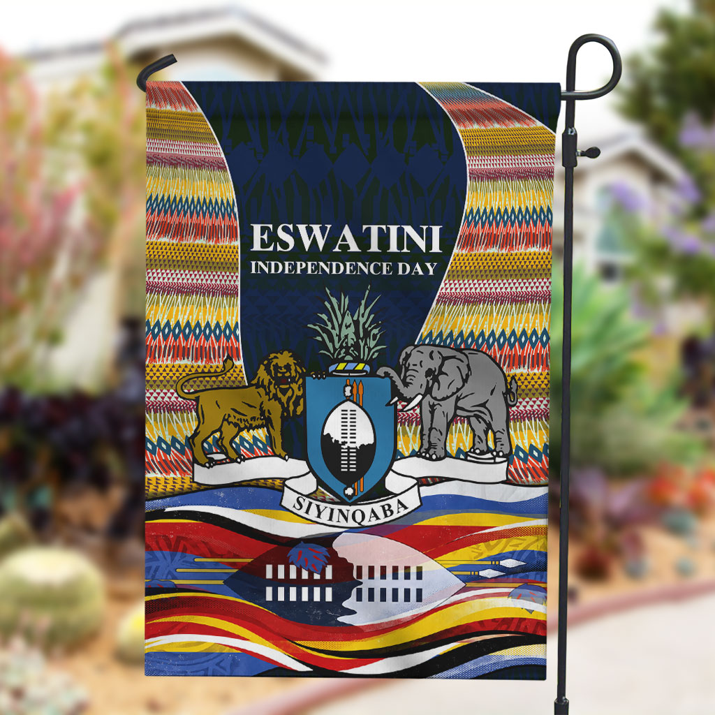 Eswatini Independence Day Garden Flag Freedom Pride - Lion Elephant - Strelitzia Flowers