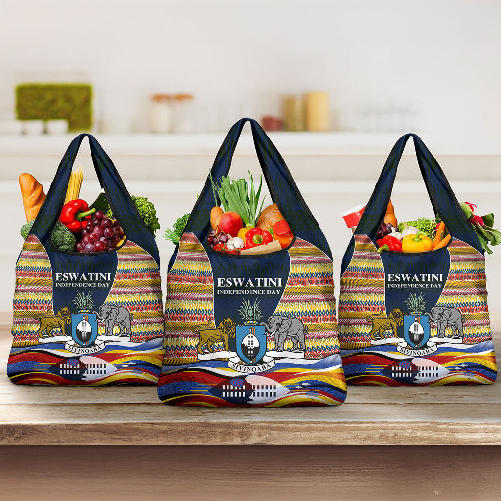 Eswatini Independence Day Grocery Bag Freedom Pride - Lion Elephant - Strelitzia Flowers