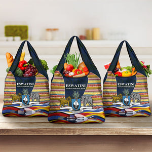 Eswatini Independence Day Grocery Bag Freedom Pride - Lion Elephant - Strelitzia Flowers